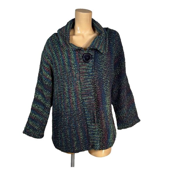 Glenmont Designs Cardigan Sweater 1X Multi Hand Knit Heavyweight Shawl Collar - Picture 1 of 8
